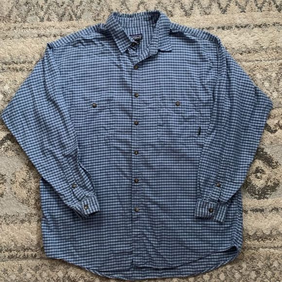 Patagonia Organic Cotton Blue Shepherd Plaid XL - Picture 1 of 7
